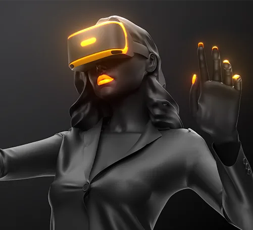 Persona con visor de realidad virtual, símbolo de innovación digital